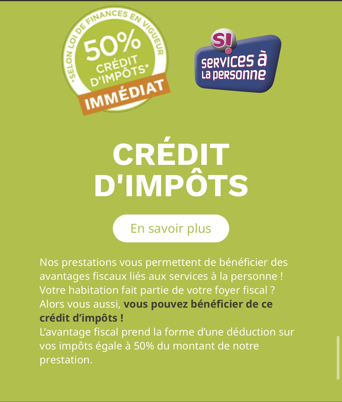 Crédit d'impôt 50%
